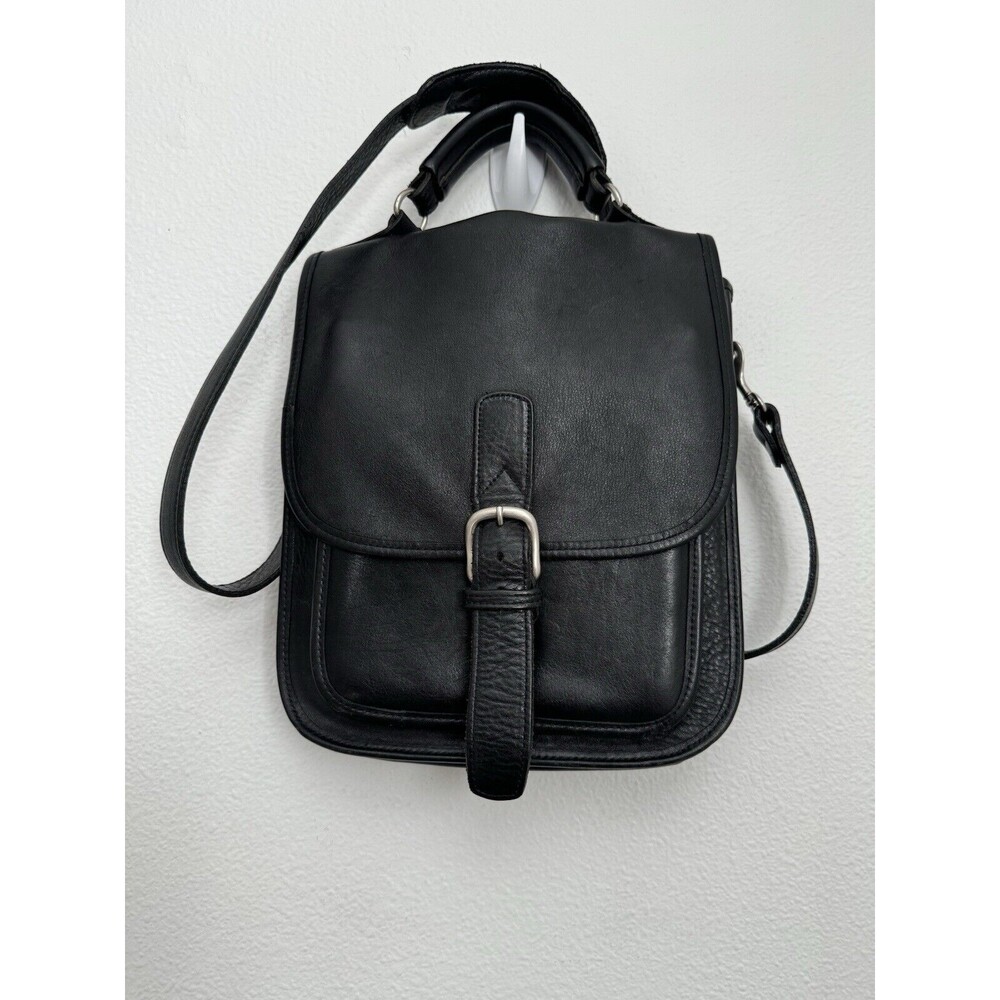 Aston Preston Leather Crossbody Messenger Bag 90s Black Luxury Classic Women